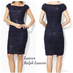 Lauren Ralph Lauren Navy Sequin Cocktail Dress Size 10‎